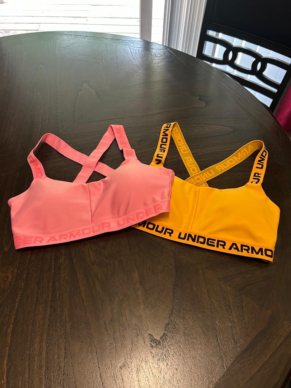 Under Armour Youth Pink and Yellow Sports Bras - Duo Pack